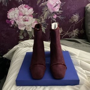 Brand new in box Stuart weitzman suede bootie in a deep wine color